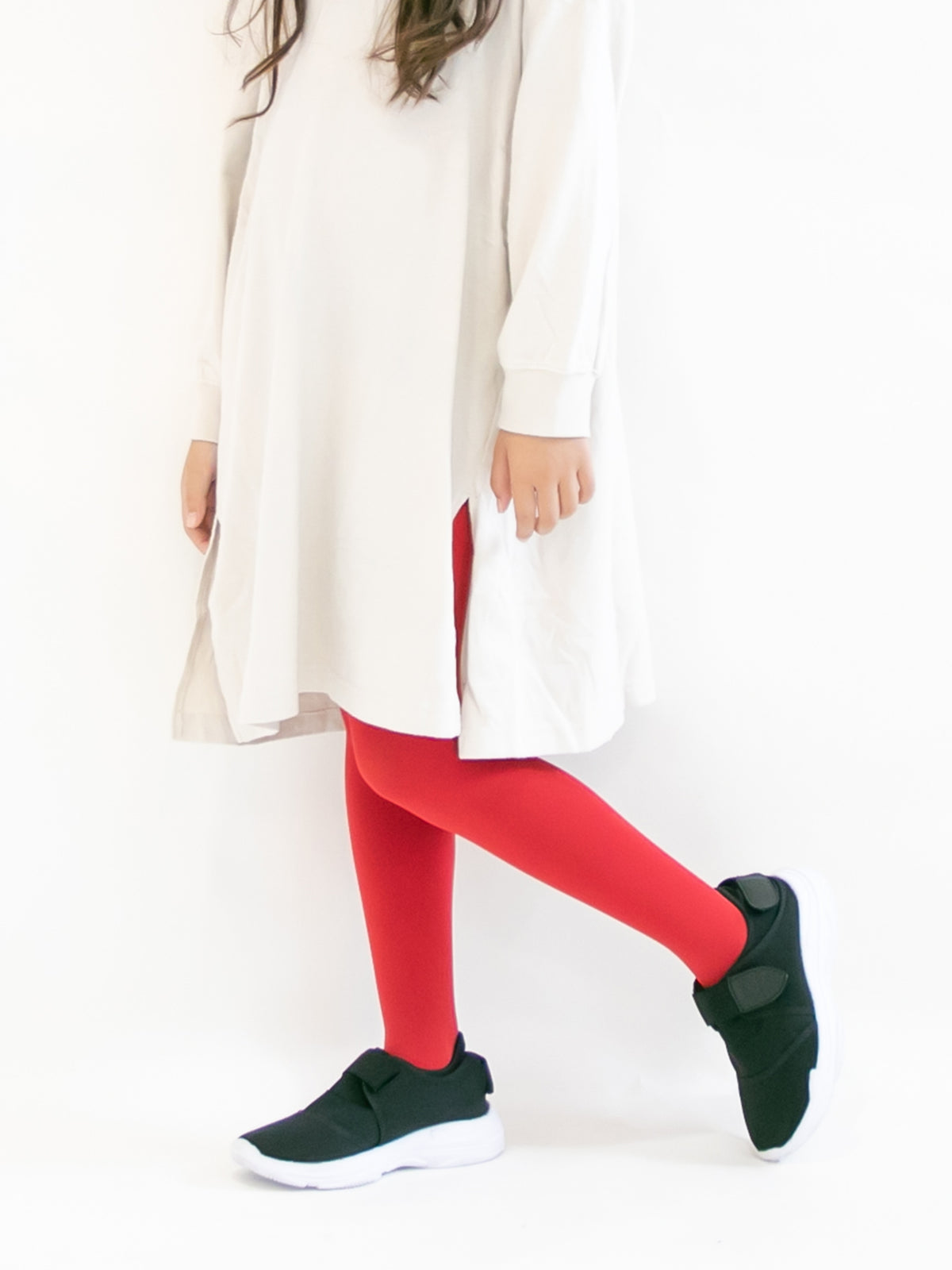 【キッズ 】80デニールタイツ / 125-145cm - アカ