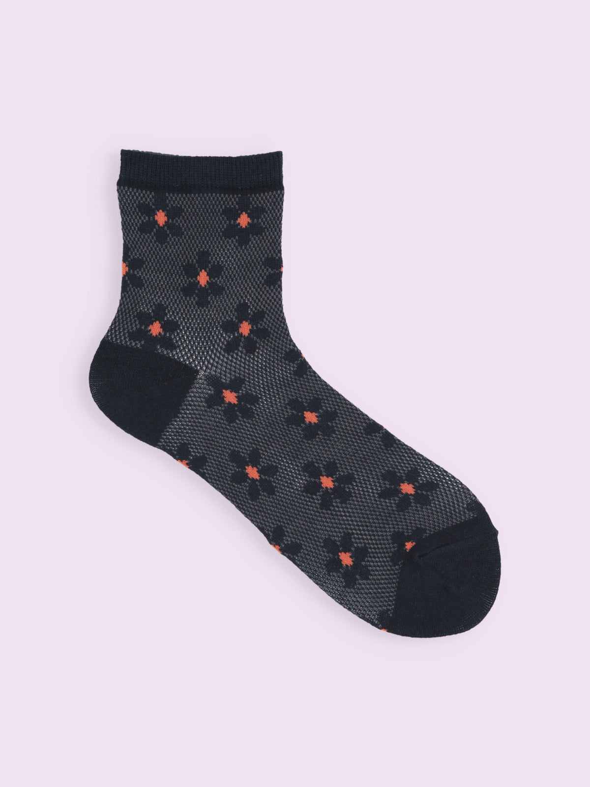 【3足1,485円】メッシュお花ショートソックス - コン