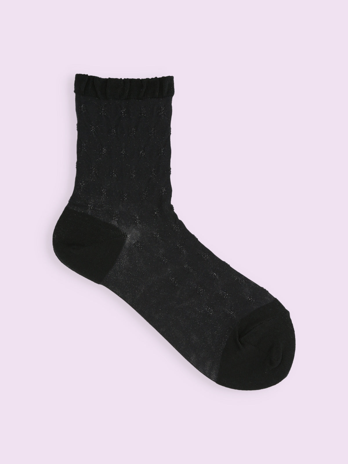 【3足1,485円】くしゅくしゅシースルーショートソックス - クロ