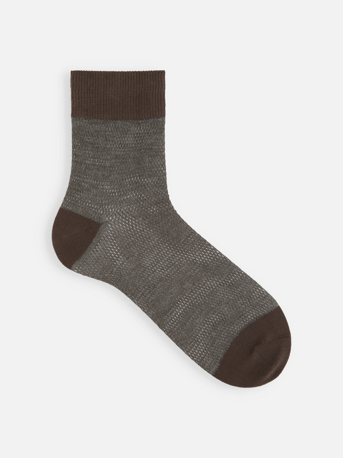 【Tabio MEN】ラミー混3面切り替えメッシュショートソックス - チャ