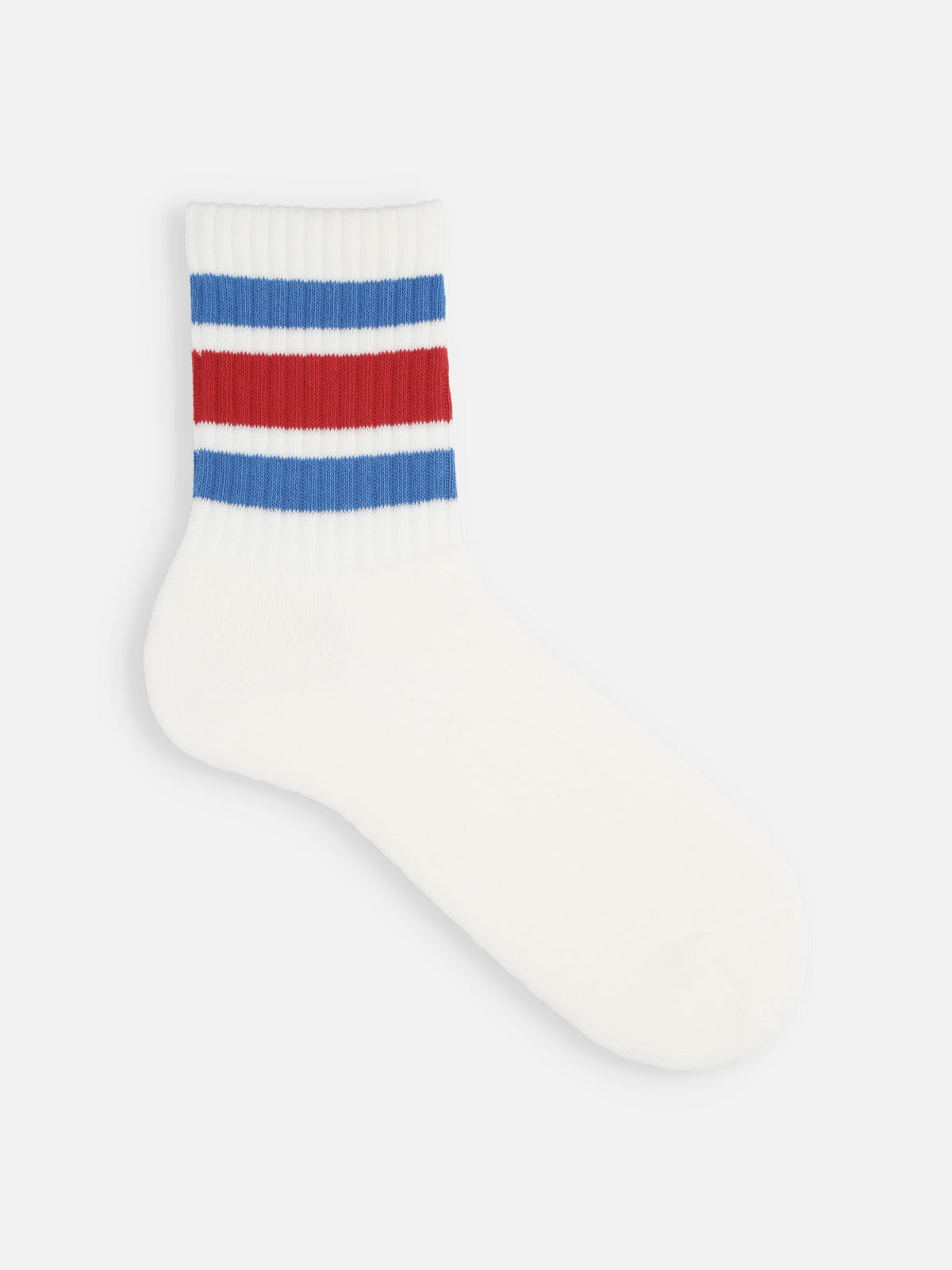 【Tabio MEN】アメリブクッションパイルラインソックス - シロベース+ブルー+レッド