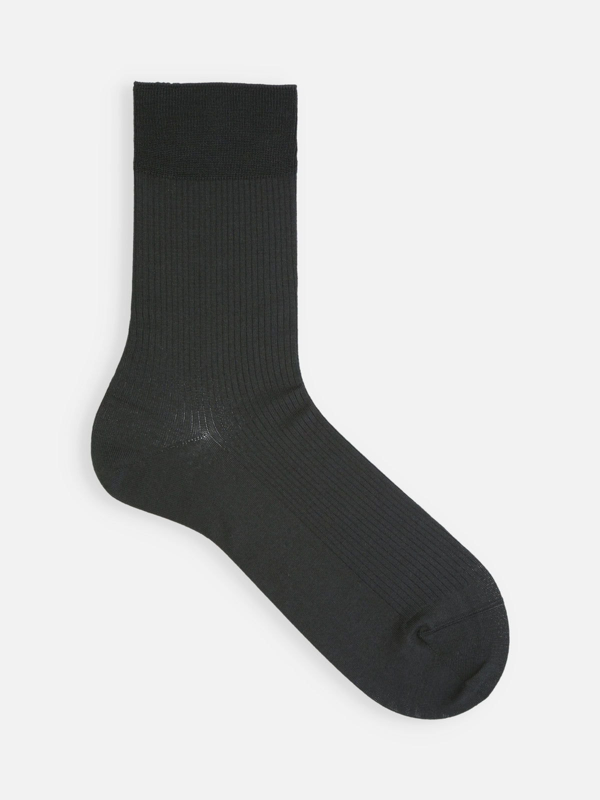 【Tabio MEN】綿履き口ゆったり3×1リブショートソックス(27.0～29.0cm) - チャコール