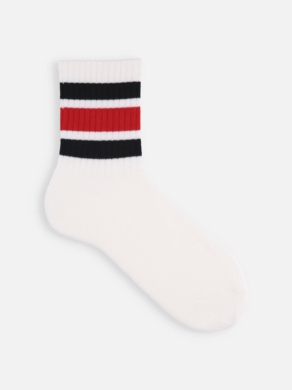 【Tabio MEN】アメリブクッションパイルラインソックス(27.0〜29.0cm) - シロベース+クロ+アカ+クロ