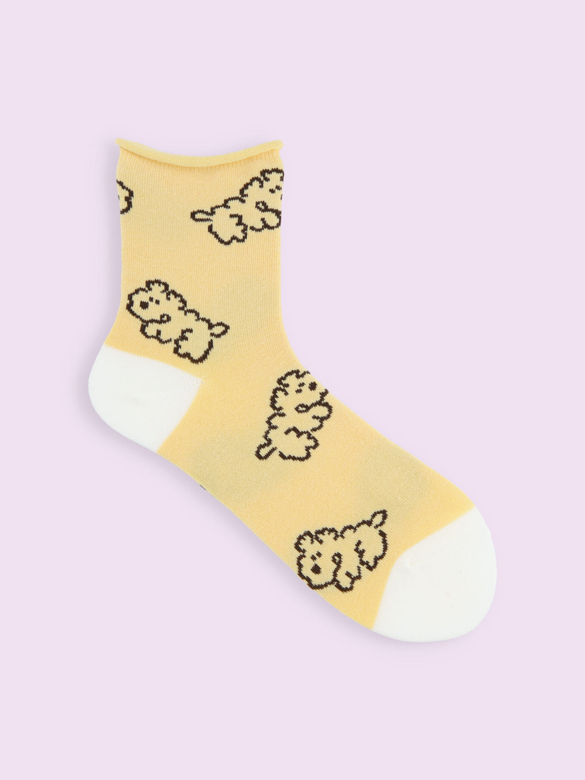 【3足1,485円】わんこ柄ショートソックス - イエロー