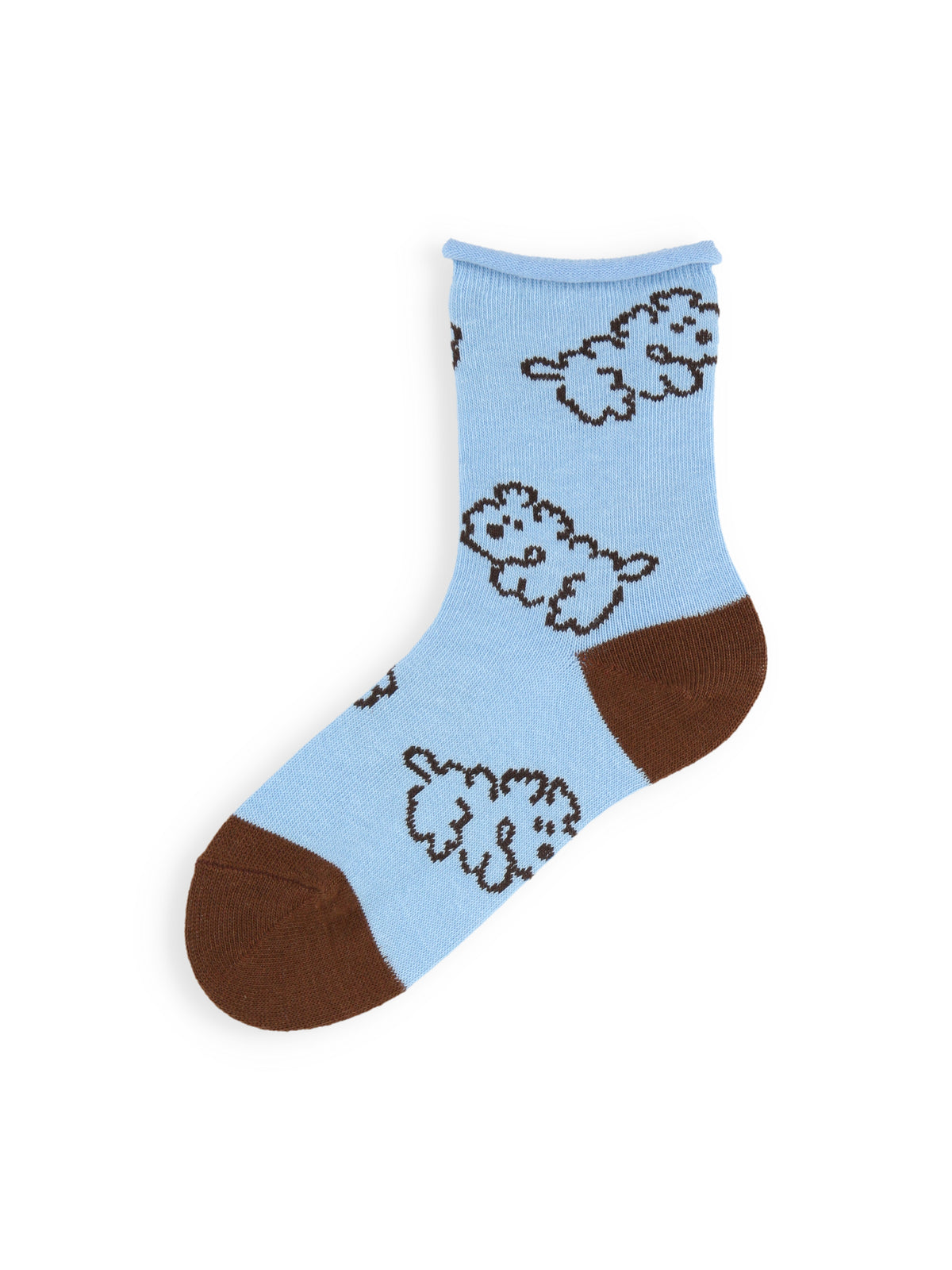 【3足1,485円】キッズ わんこ柄ショートソックス / 19-21cm - サックス