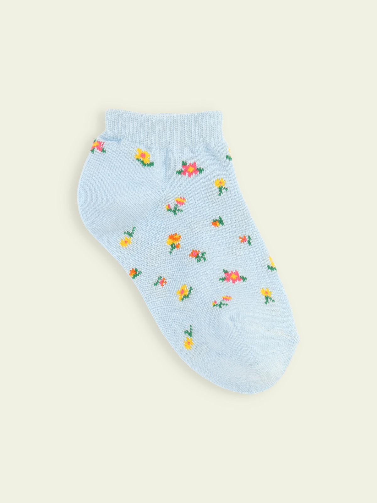 【3足1,485円】キッズ 小花柄スニーカー丈ソックス / 13-15cm - サックス