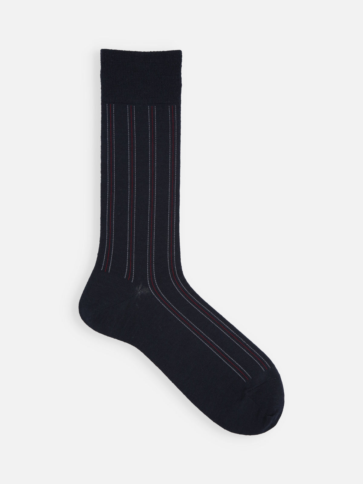 【Tabio MEN】ウールナイロンストライプソックス(27.0～29.0cm) - ネイビー