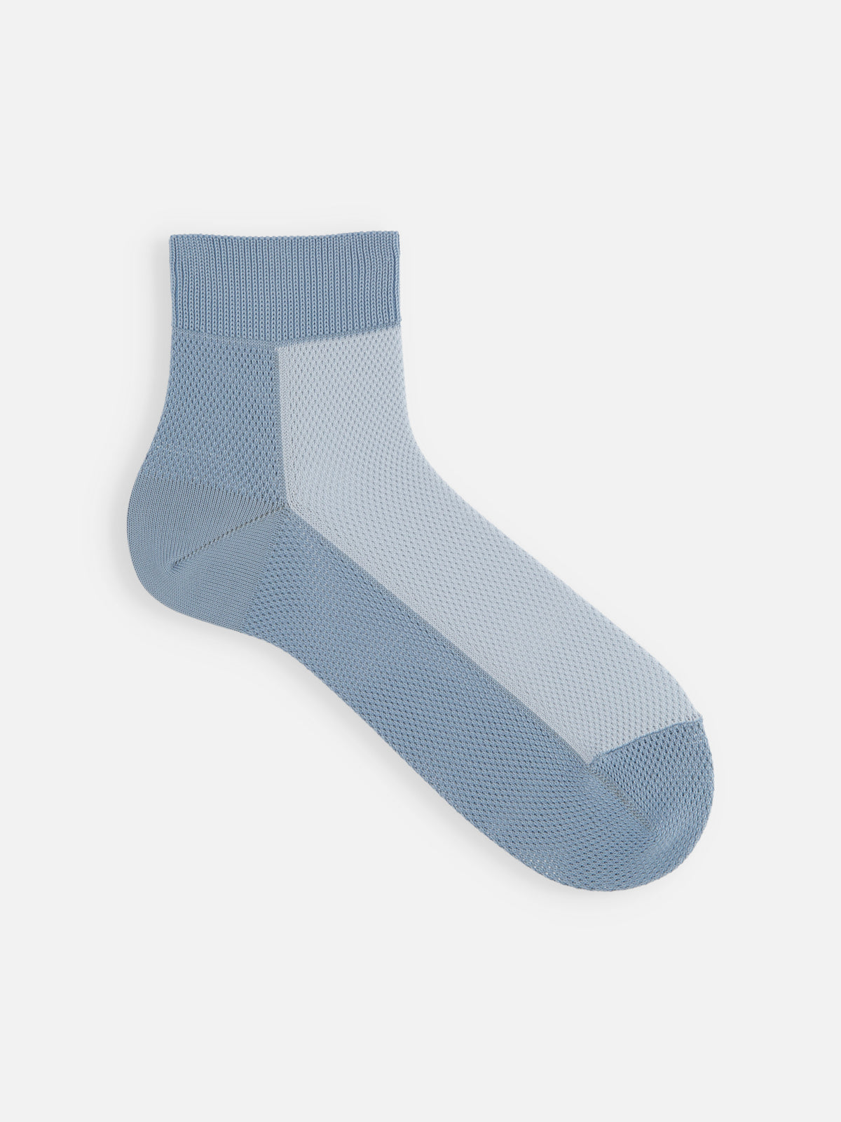 【Tabio MEN】つま先までメッシュバイカラーショートソックス - サックス×ブルーグレー