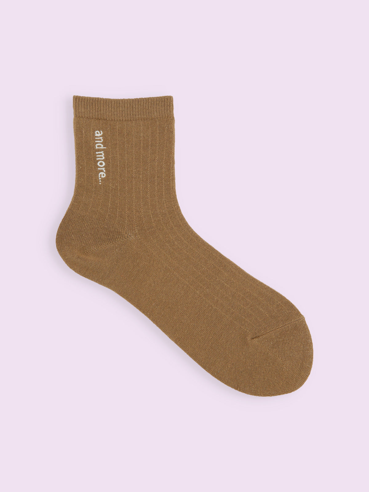 【3足1,485円】リブ風ロゴ刺繍ショートソックス - モカチャ