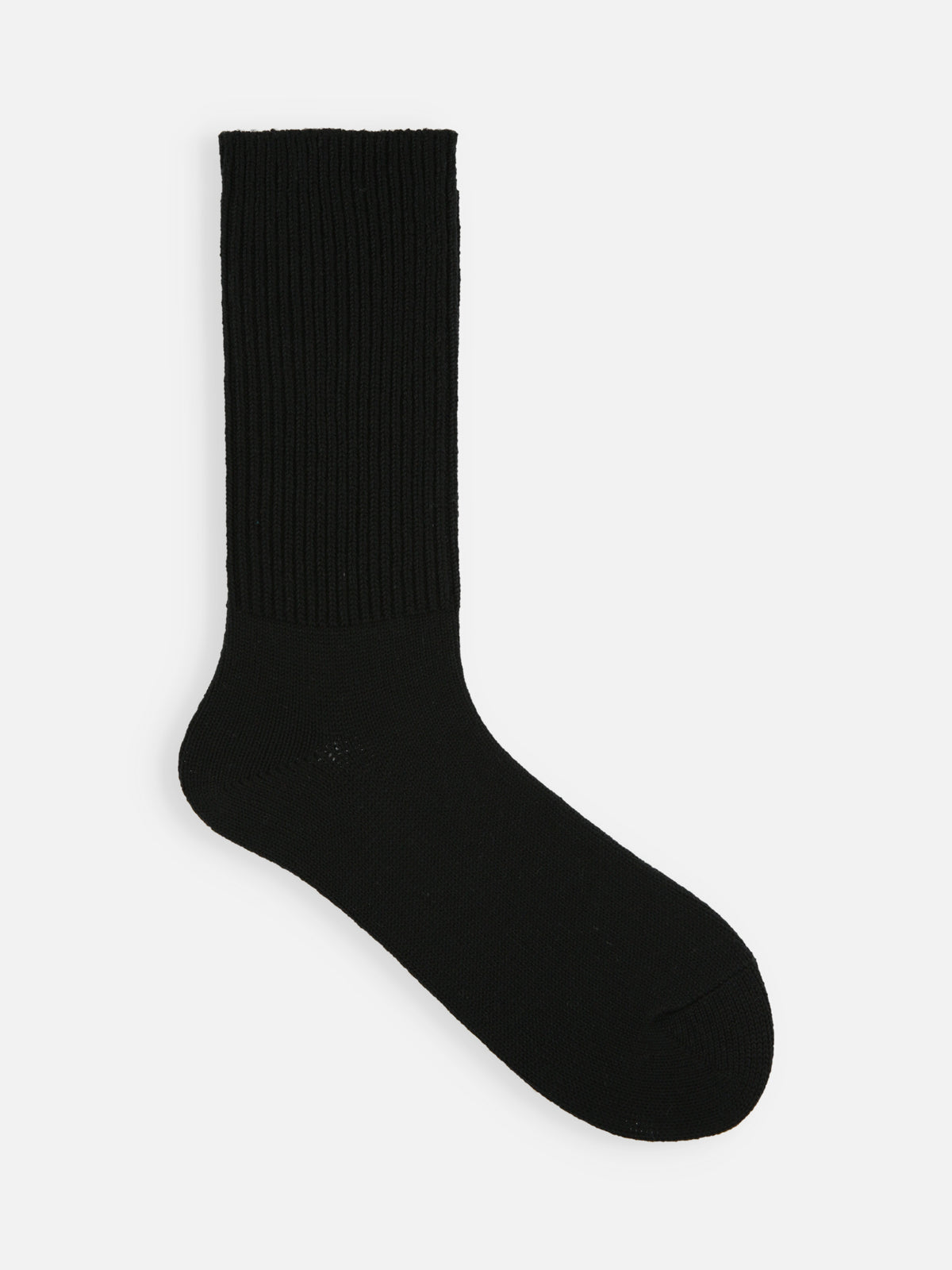 【復刻】ローゲージリブ無地ソックス / 22.5-24.5cm - クロ