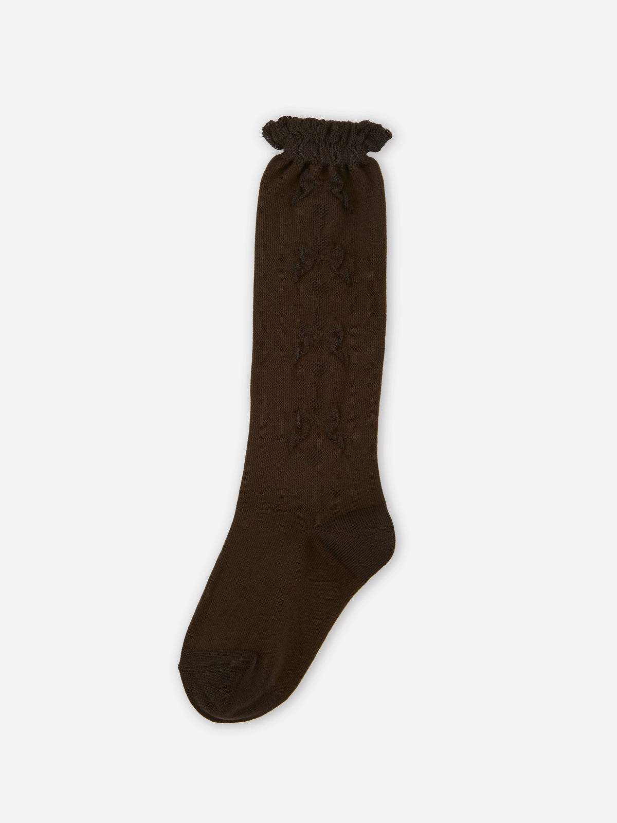 【キッズ】フロートリボン柄ハイソックス / 19-21cm - コゲチャ