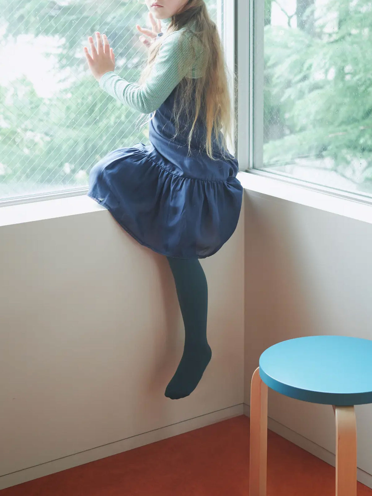 【キッズ 】80デニールタイツ / 125-145cm - ディープグリーン