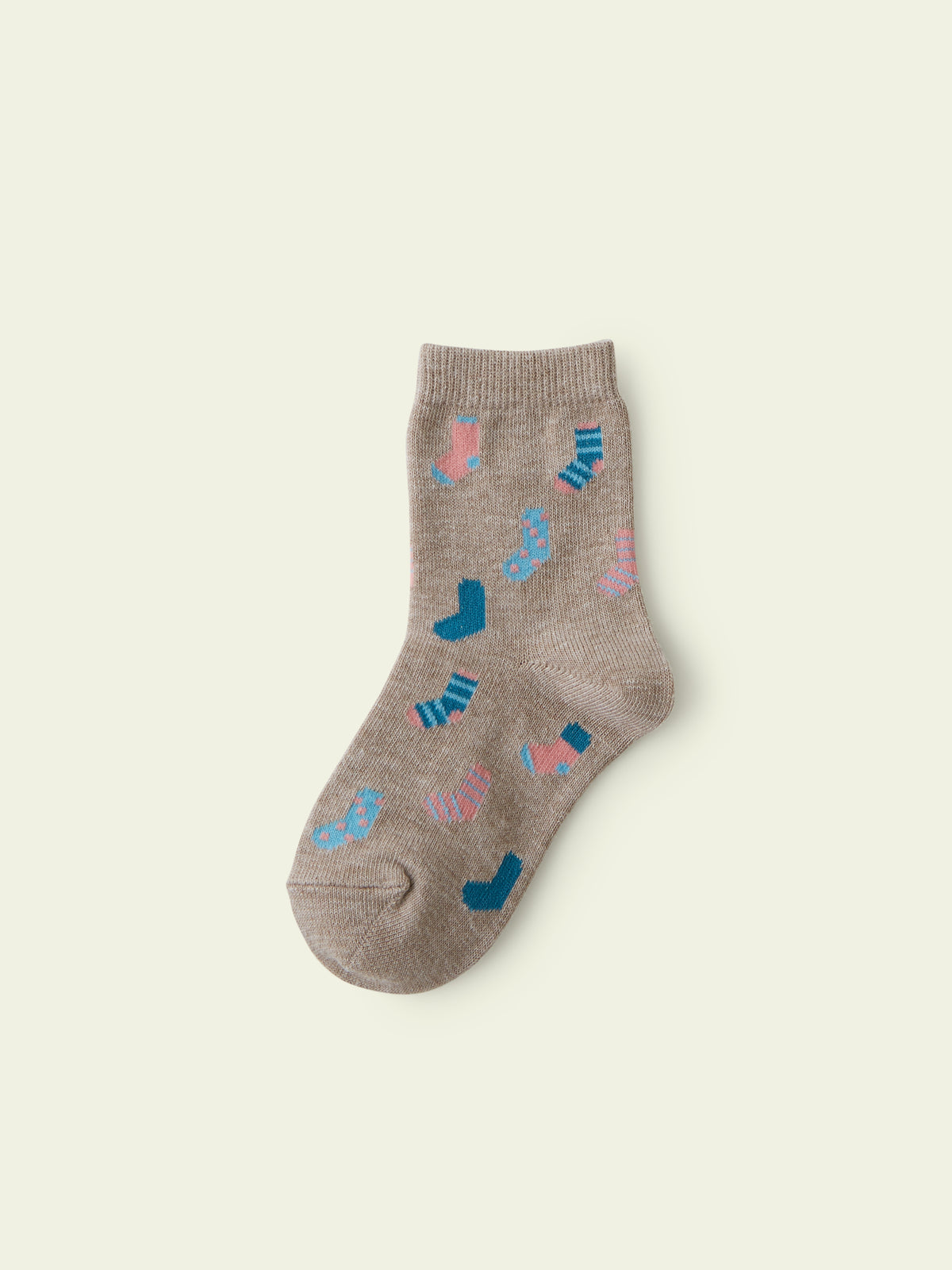 【3足1,485円】キッズ 靴下柄ショートソックス / 16-18cm - ベージュ