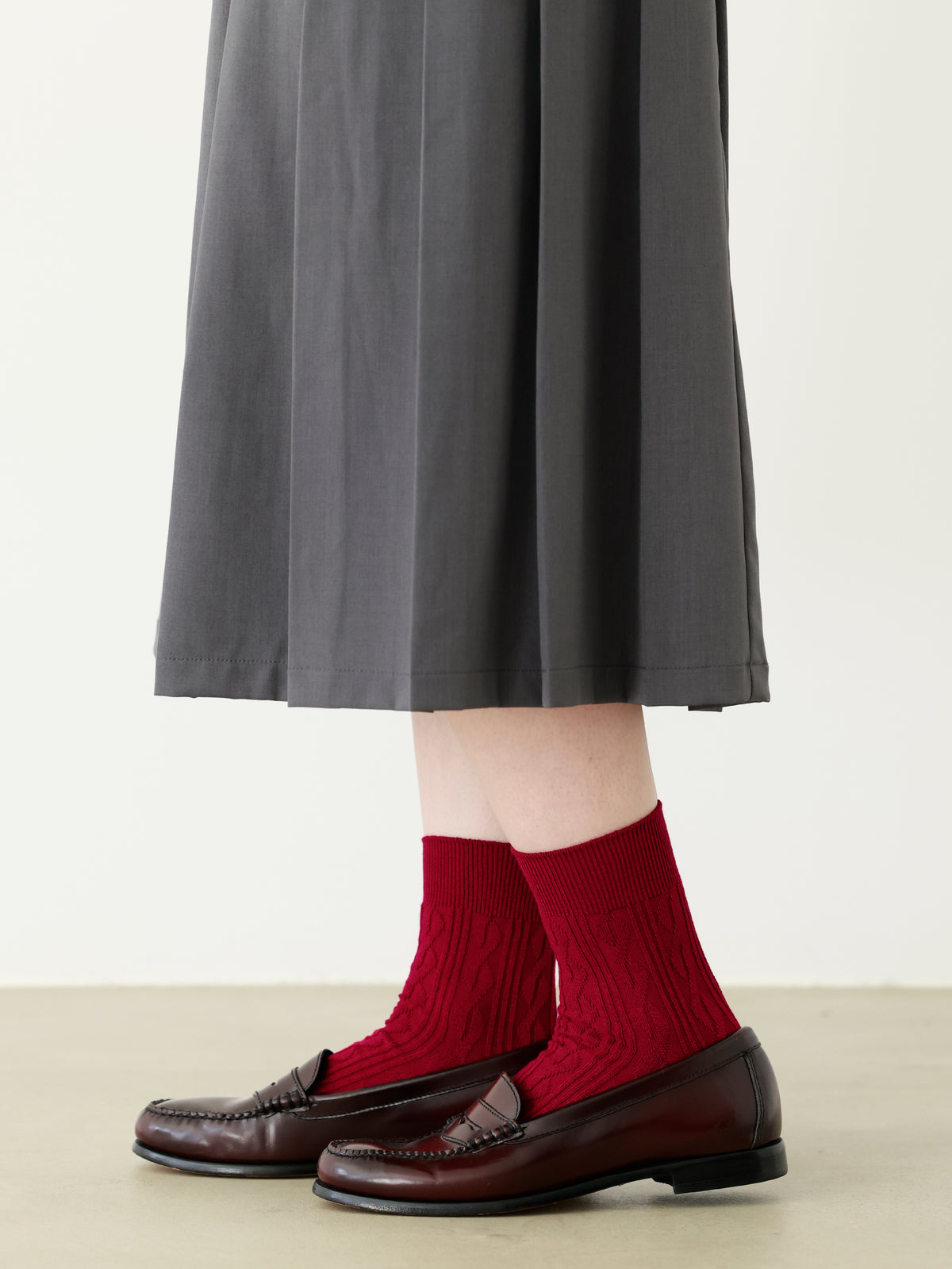 【毛混】縄柄ショートソックス