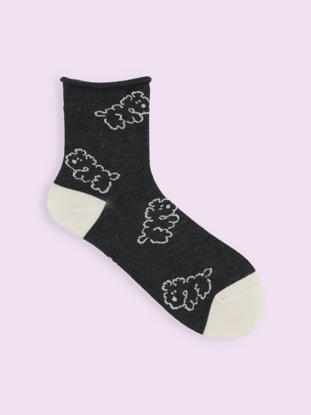 【3足1,485円】わんこ柄ショートソックス - チャコールモク