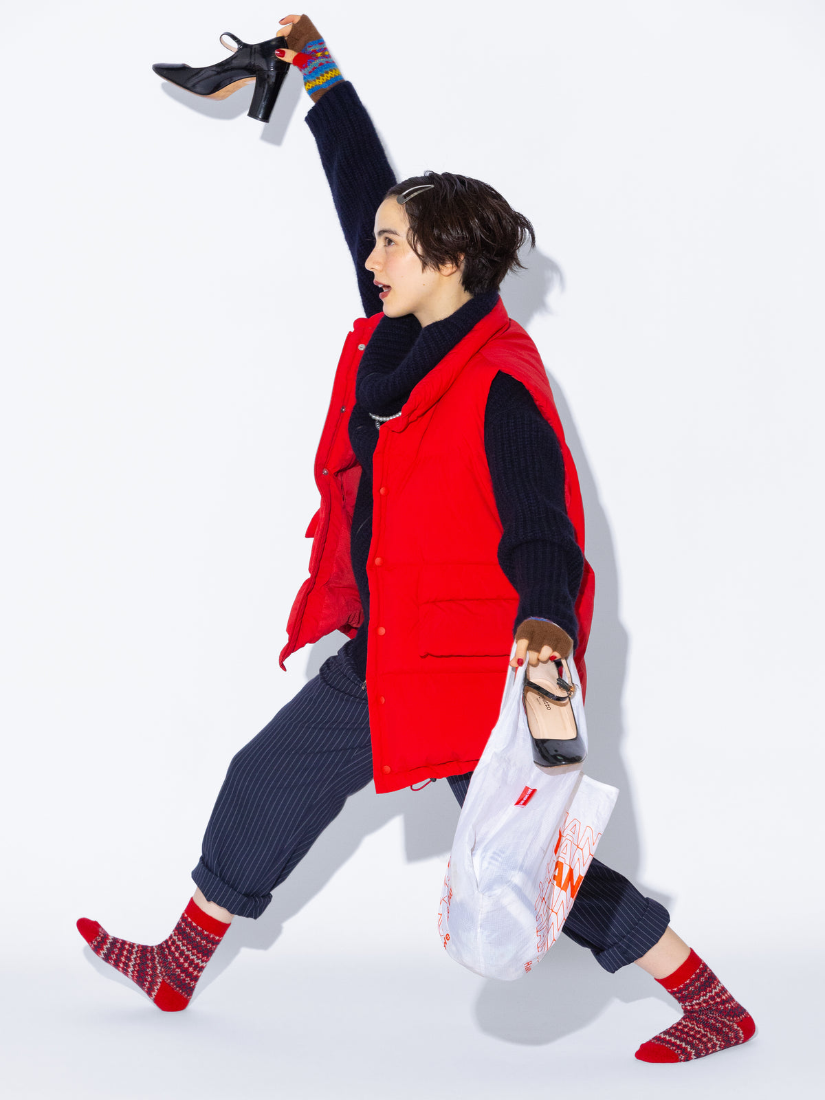 【毛混】フェアアイル柄ショートソックス