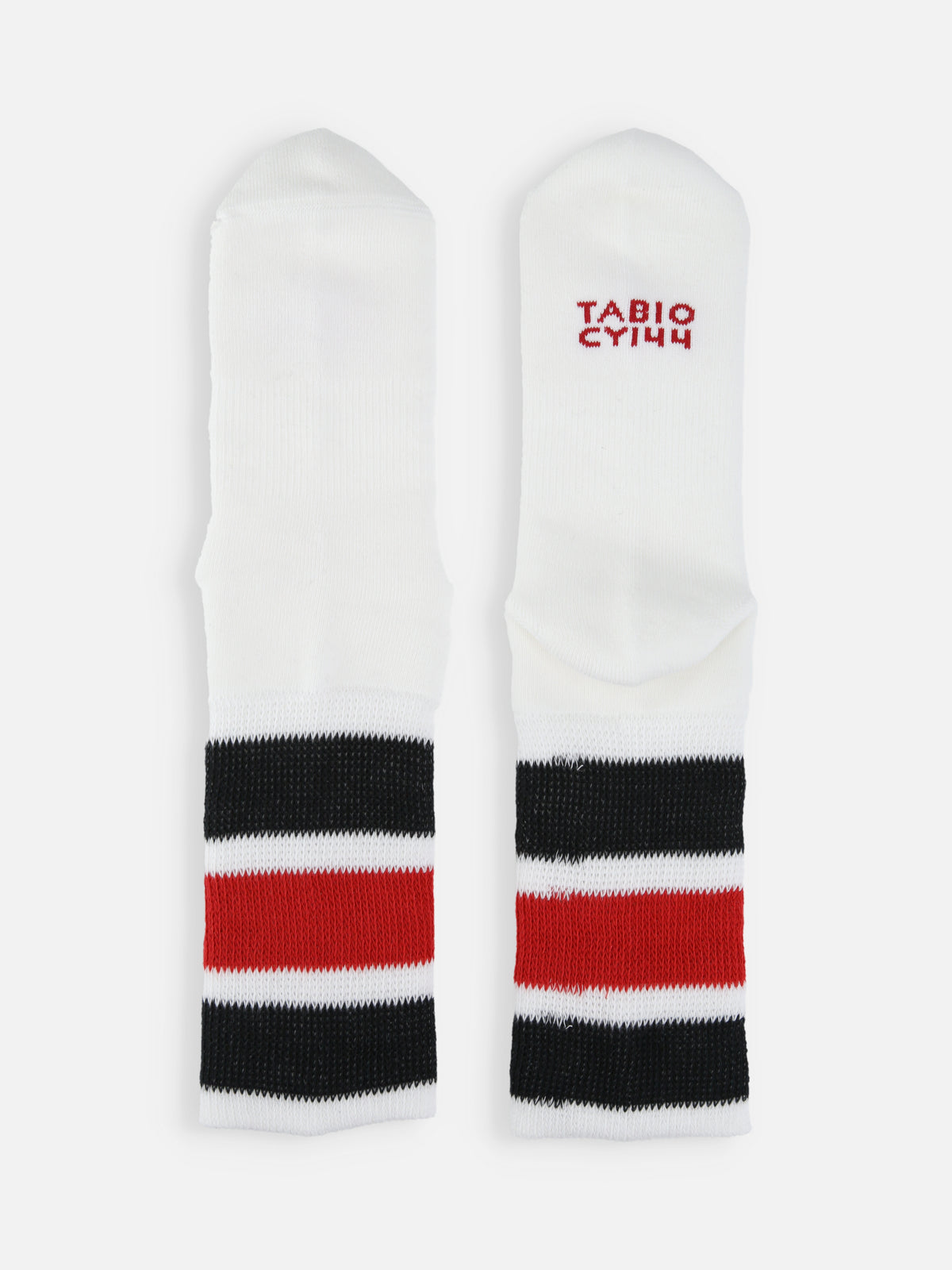 【Tabio MEN】COMFYパイルFATラインソックス - サラシ+レッド