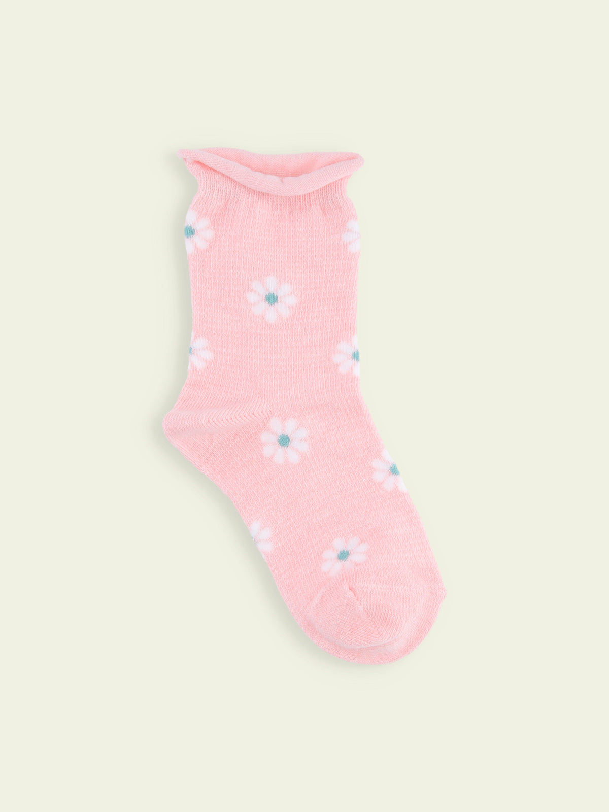 【3足1,485円】キッズ くるくるワッフル花柄ショートソックス / 13-15cm - ピンク