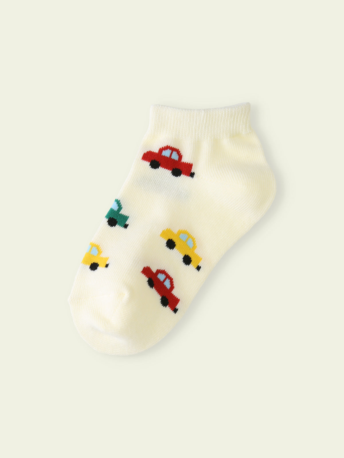 【3足1,485円】キッズ カラフルくるまスニーカー丈ソックス / 19-21cm - オフホワイト