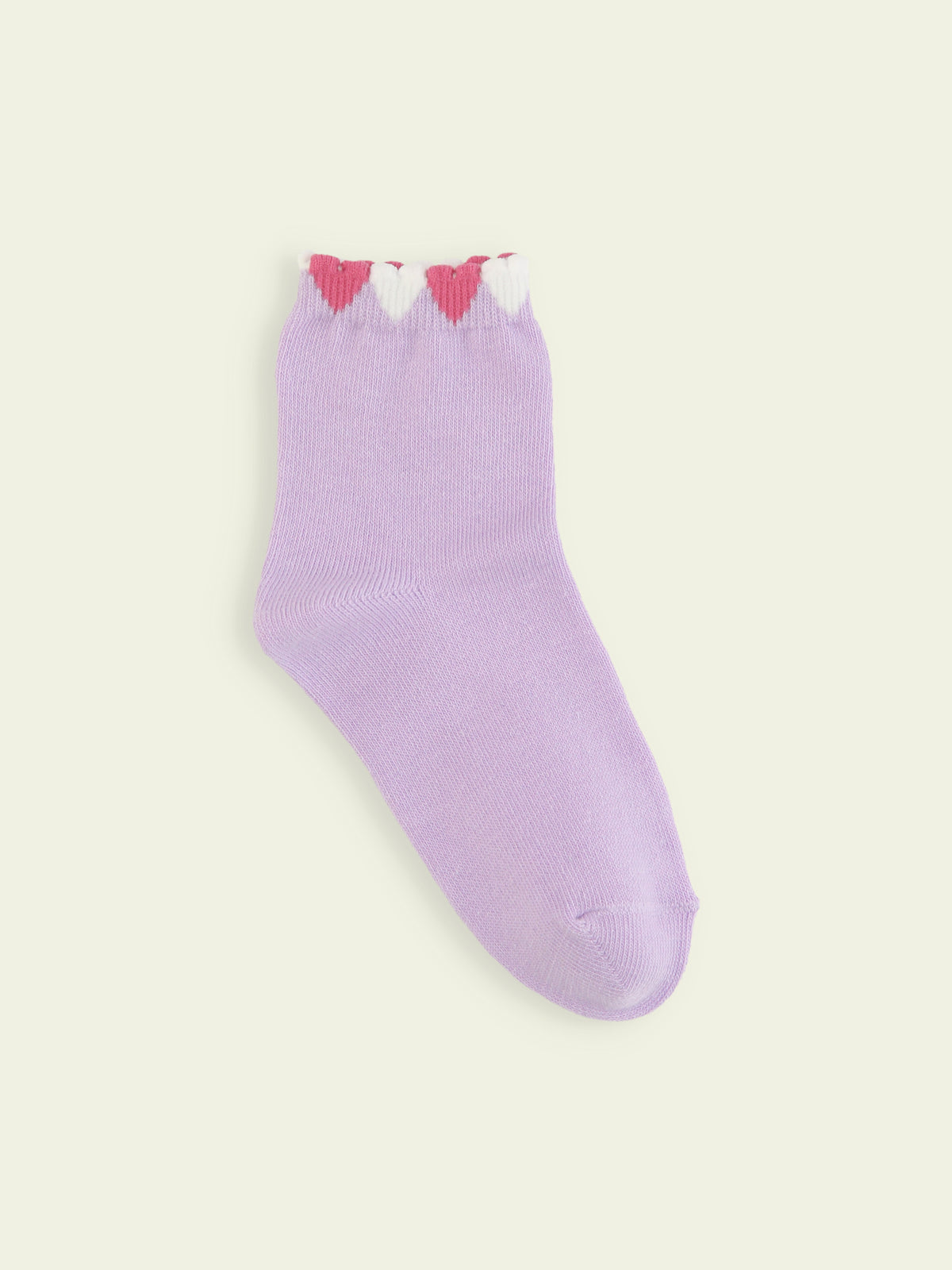 【3足1,485円】キッズ 履き口たっぷりハートショートソックス / 13-15cm - ラベンダー