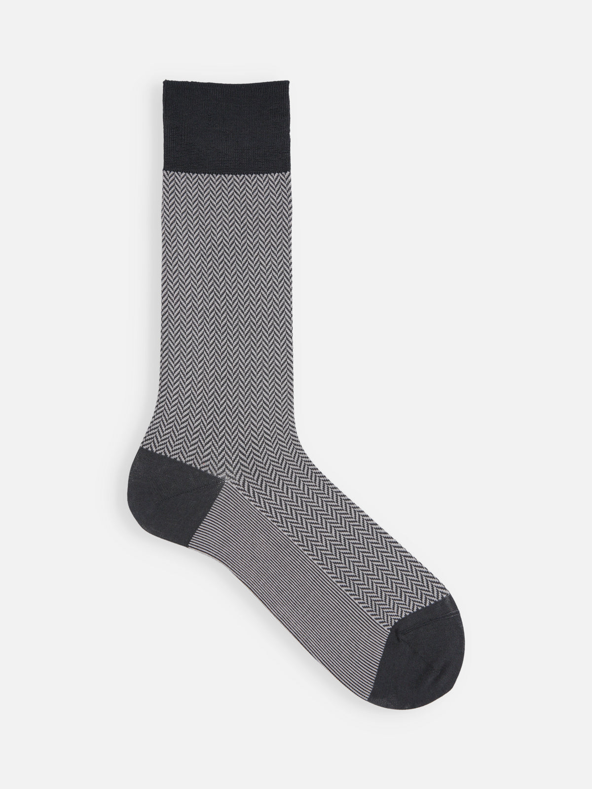 【Tabio MEN】ピマコットンブレンドヘリンボーンソックス(27.0～29.0cm) - シルバー×チャコールグレー