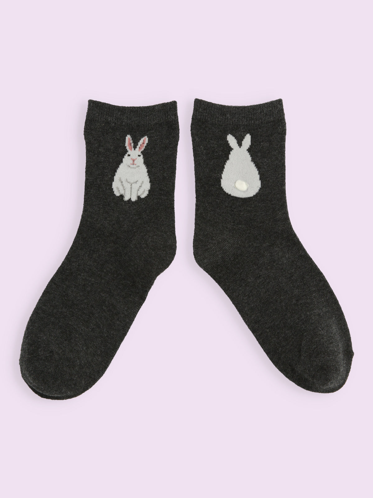 【3足1,485円】うさぎしっぽショートソックス - チャコールグレー