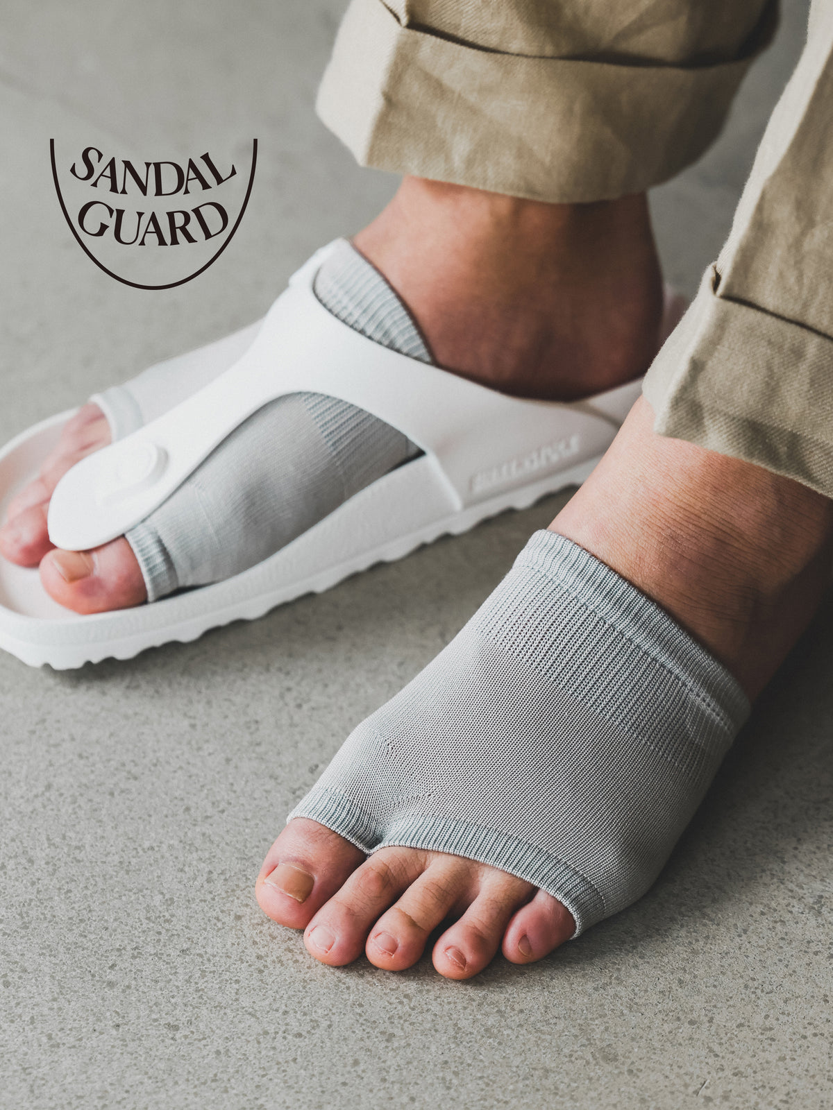 【Tabio MEN】滑り止め付き消臭サンダルガード - 10 （限定）　シルバーグレー