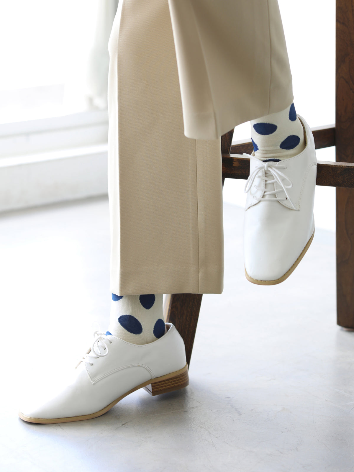 カットソービッグドット柄ショートソックス - オフホワイト