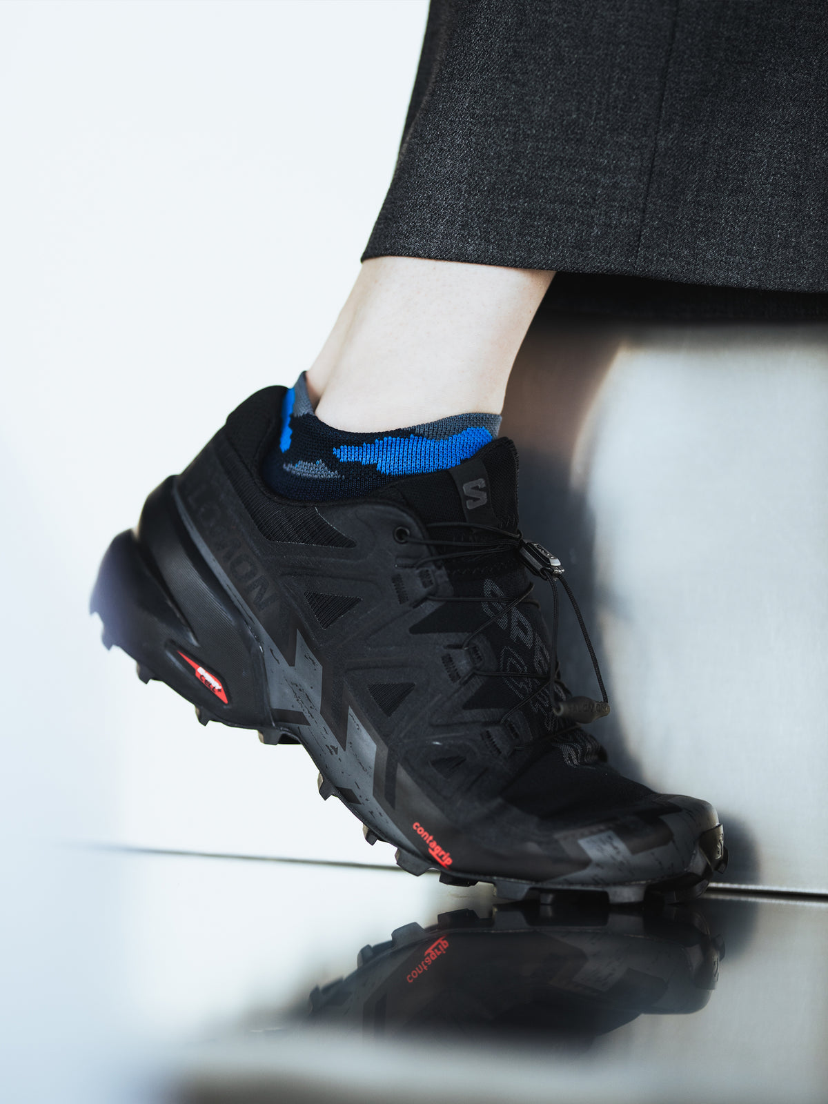 EMPORIO ARMANI カモフラスニーカー丈ソックス - ネイビー