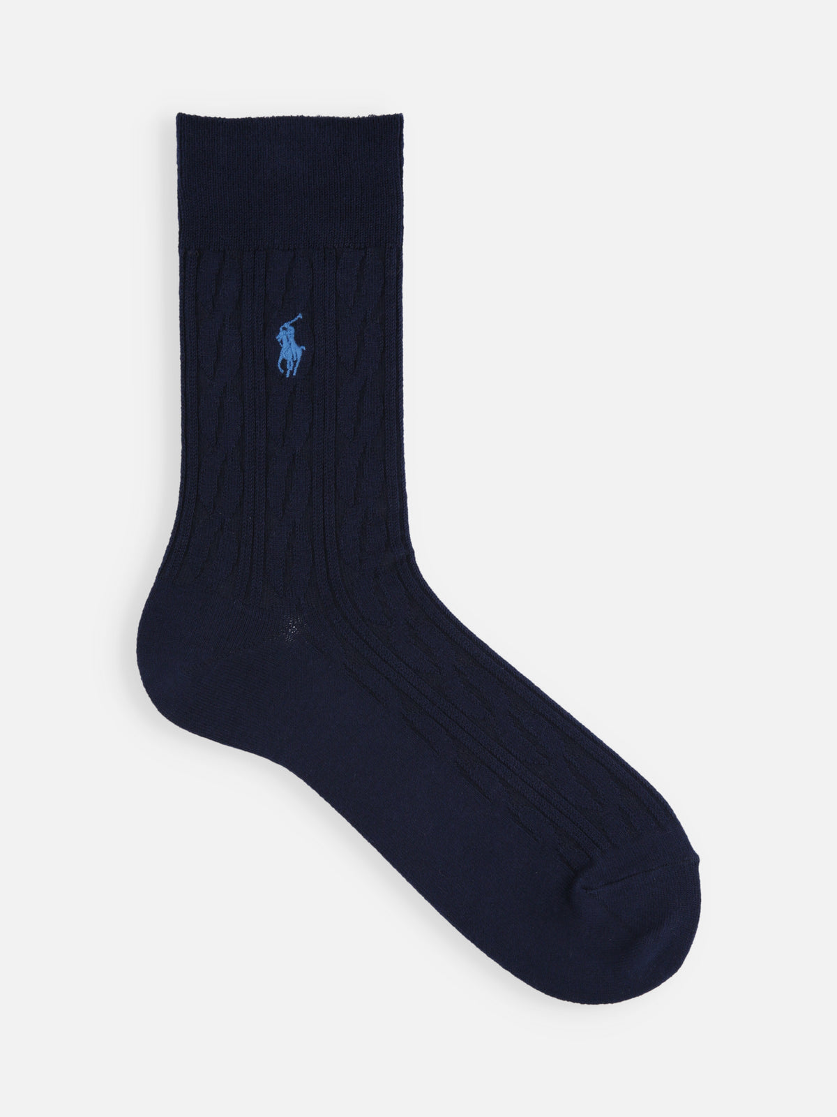 【MEN】POLO ポニー刺繡ケーブル柄レギュラー丈ソックス - コン