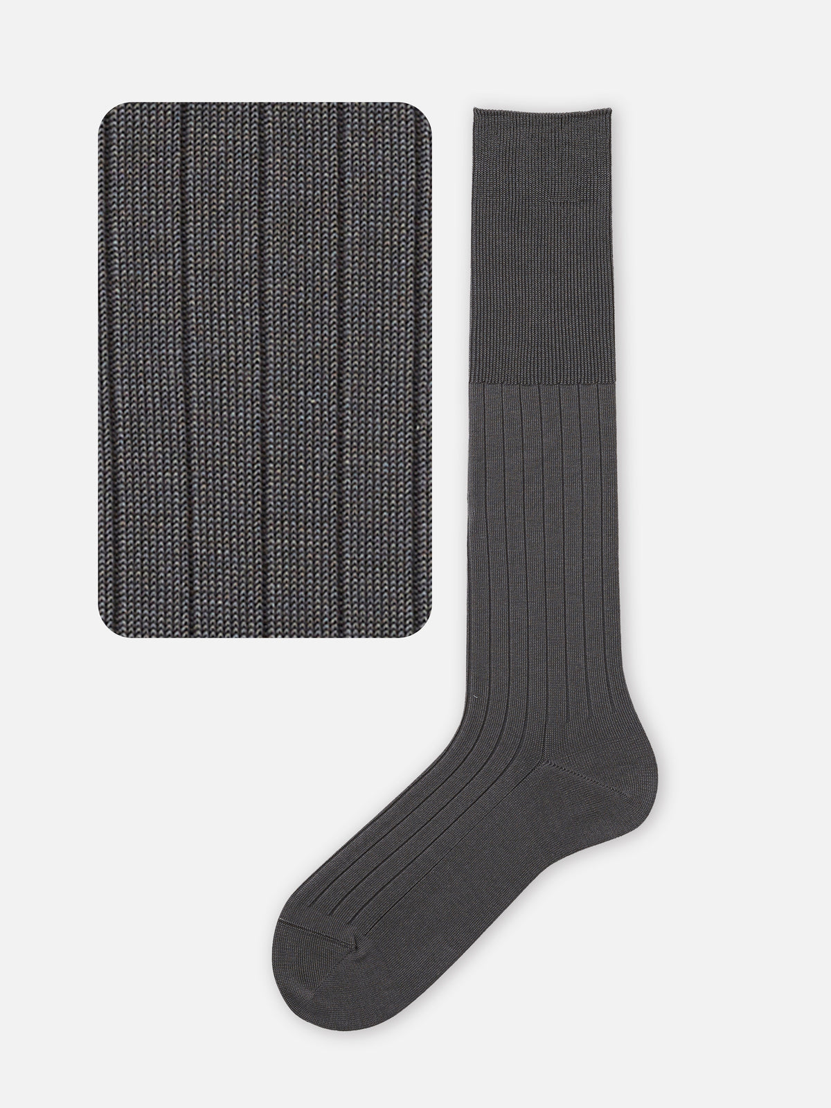 【Tabio MEN】【定番】 9×2リブロングホーズ(27.0～29.0cm) - チャコールグレー