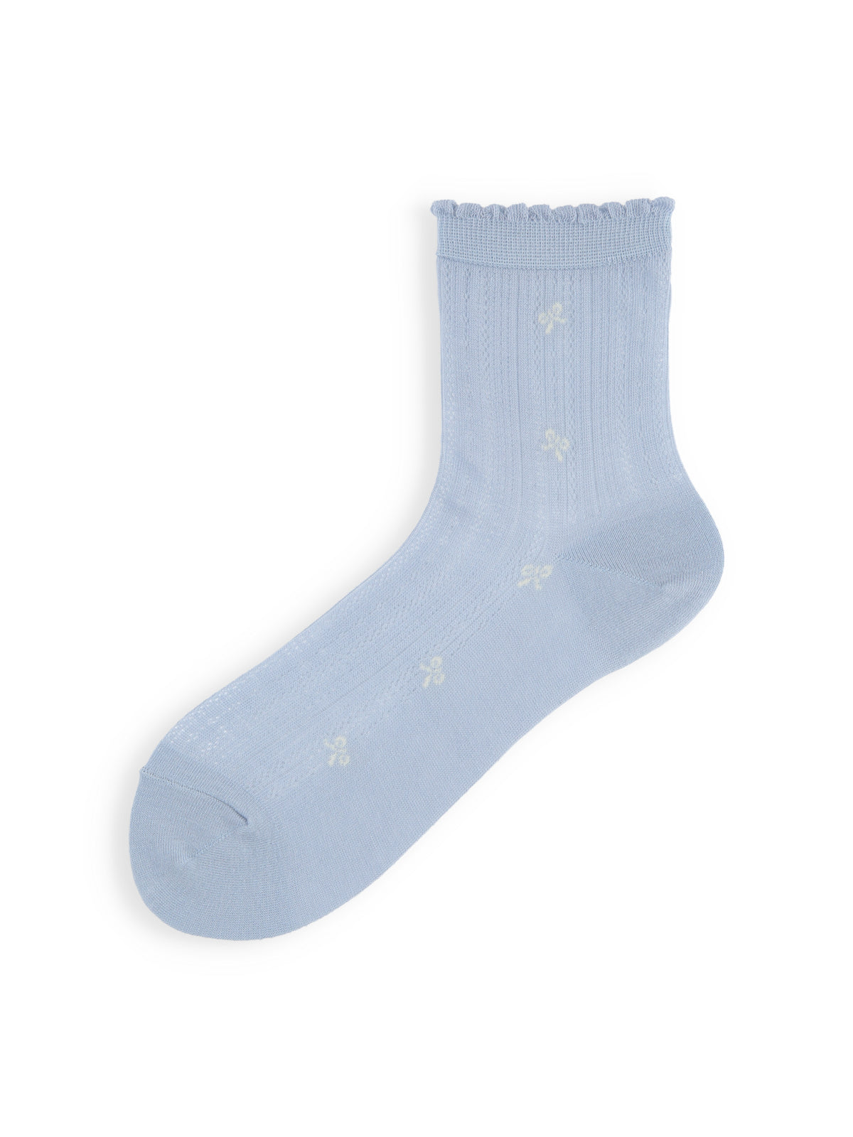 【3足1,485円】リボンメッシュショートソックス - ダルサックス