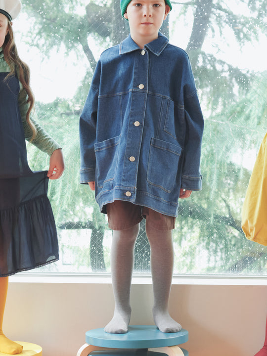 【キッズ】210デニール杢タイツ / 95-115cm