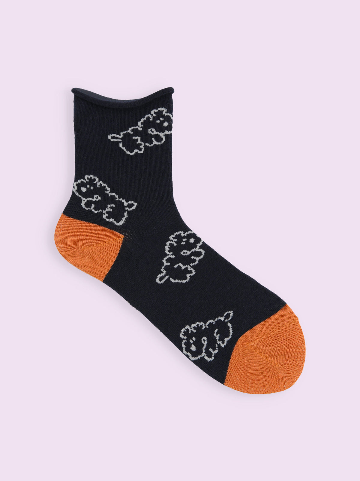 【3足1,485円】わんこ柄ショートソックス - ネイビー