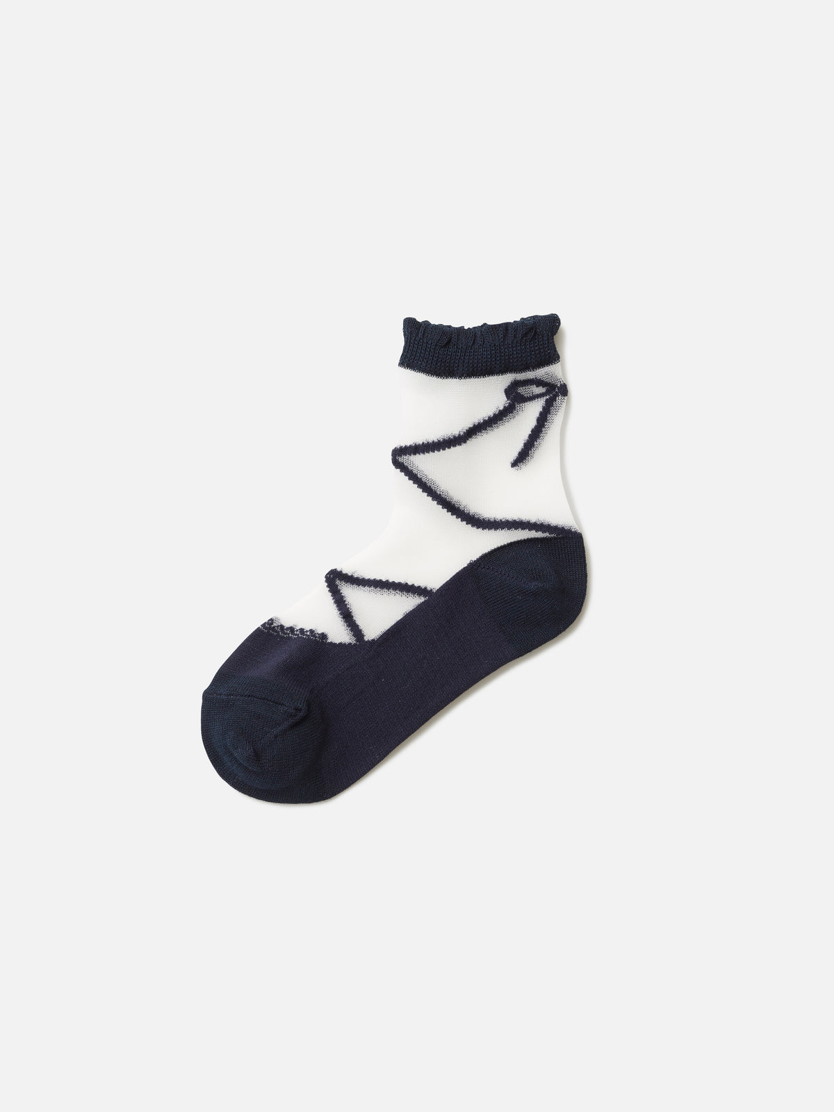 【キッズ】 レースアップ柄シアーショートソックス / 16-18cm - コン