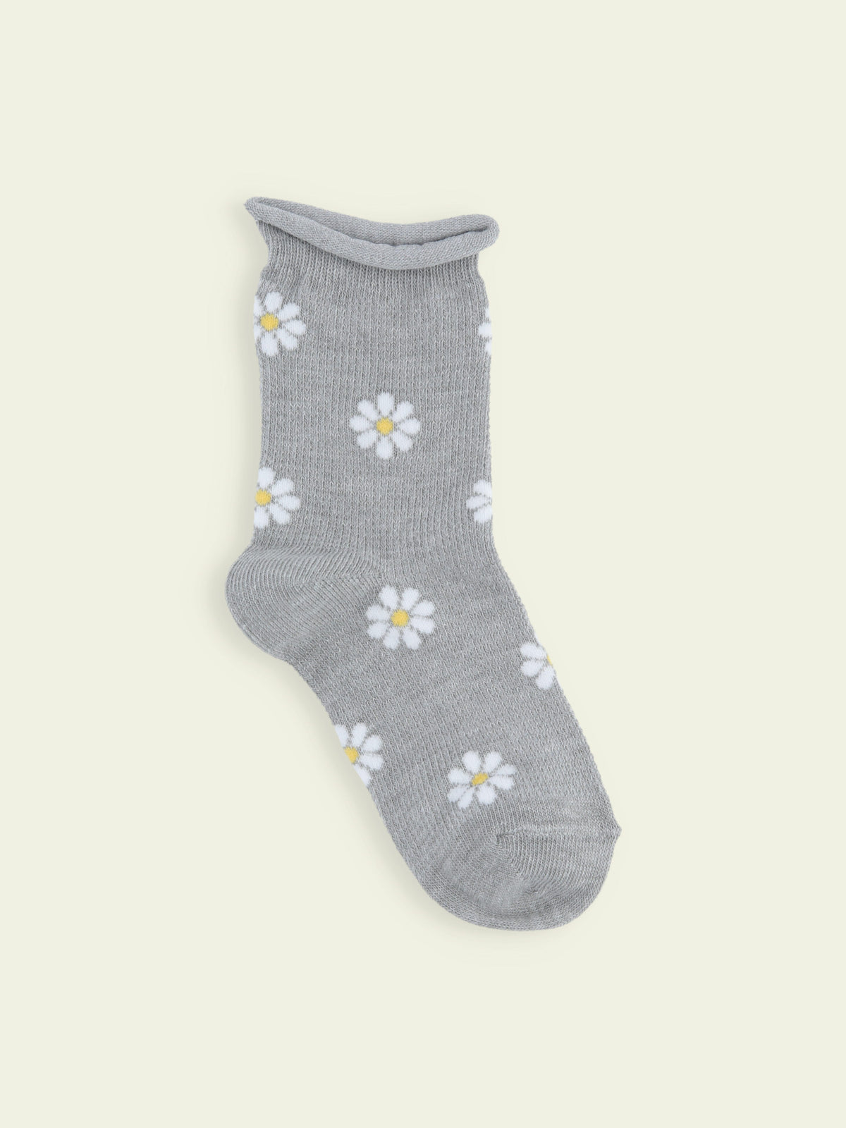 【3足1,485円】キッズ くるくるワッフル花柄ショートソックス / 13-15cm - グレーモク