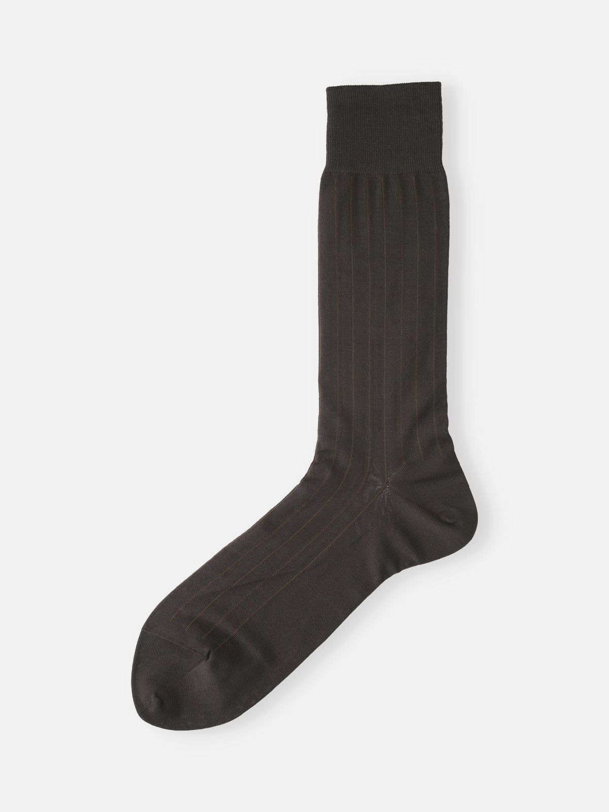【Tabio MEN】連続シルケット ストライプソックス(27.0～29.0cm) - ブラウン＋オリーブ
