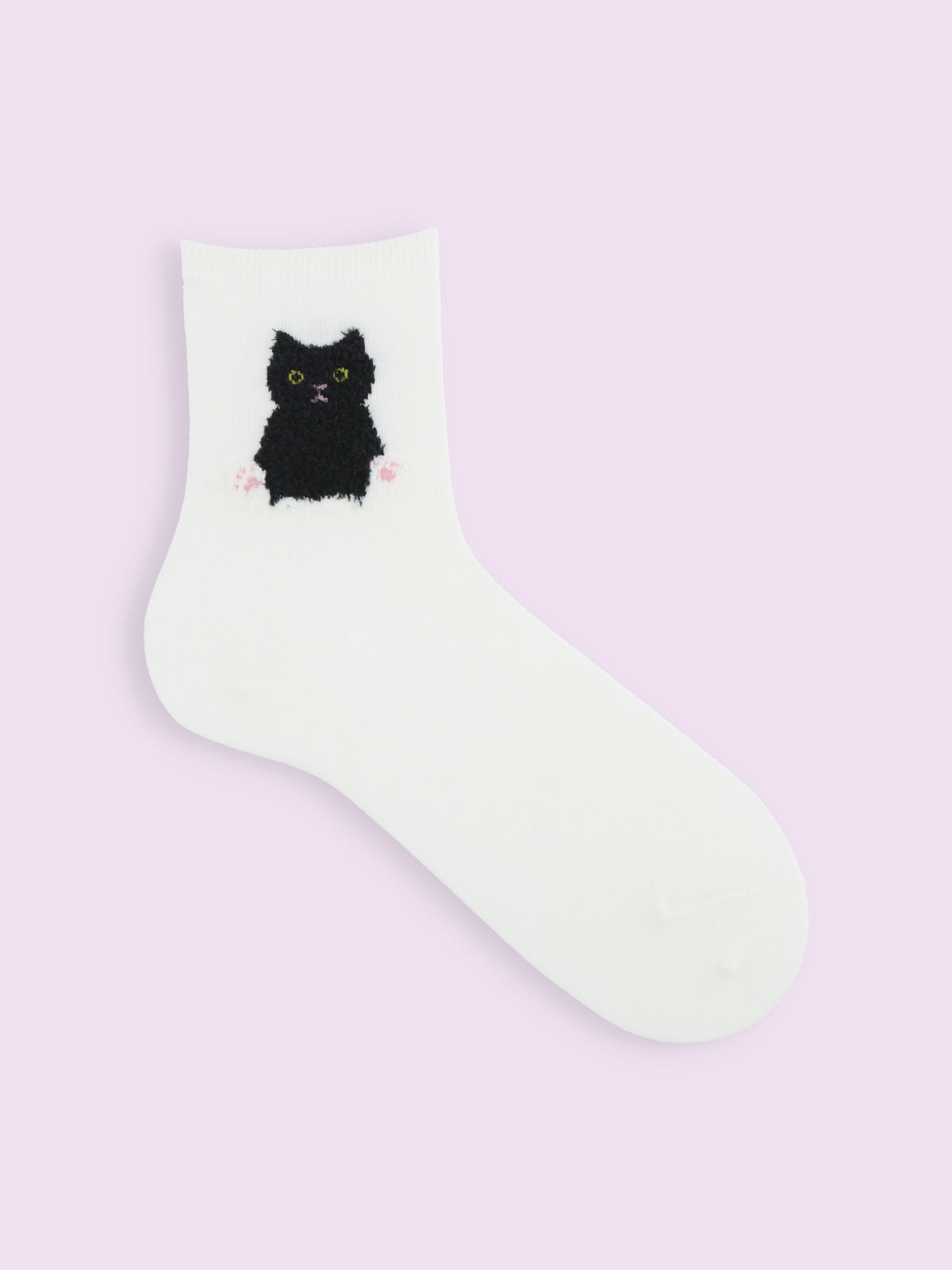 【3足1,485円】もふもふ靴下猫ショートソックス - オフ