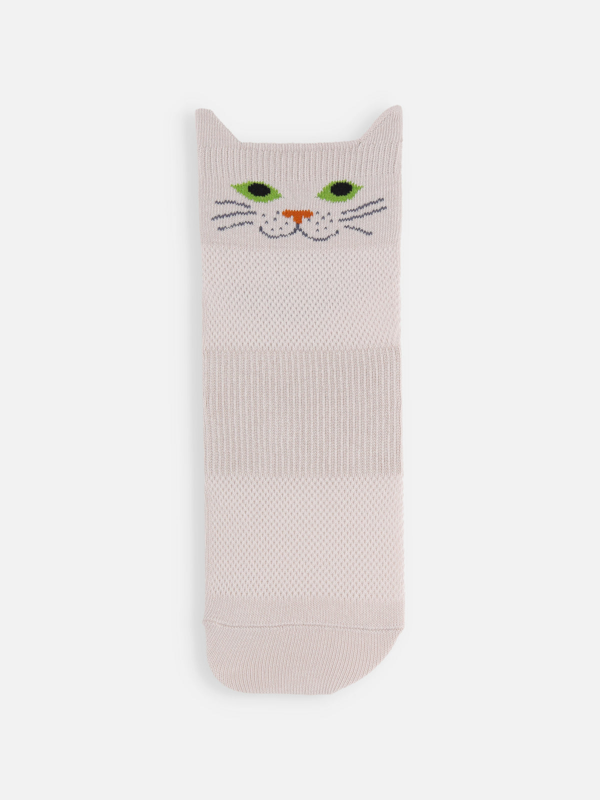 【冷感】クールCATメッシュショートソックス - グレージュ