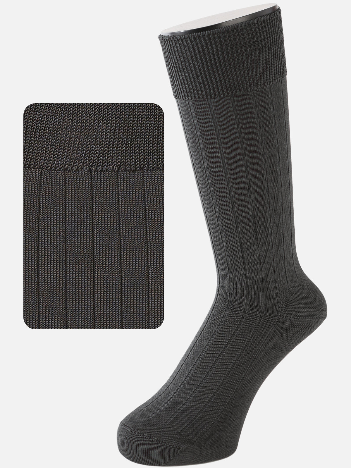 【Tabio MEN】9×2太リブソックス(27.0～29.0cm) - チャコール