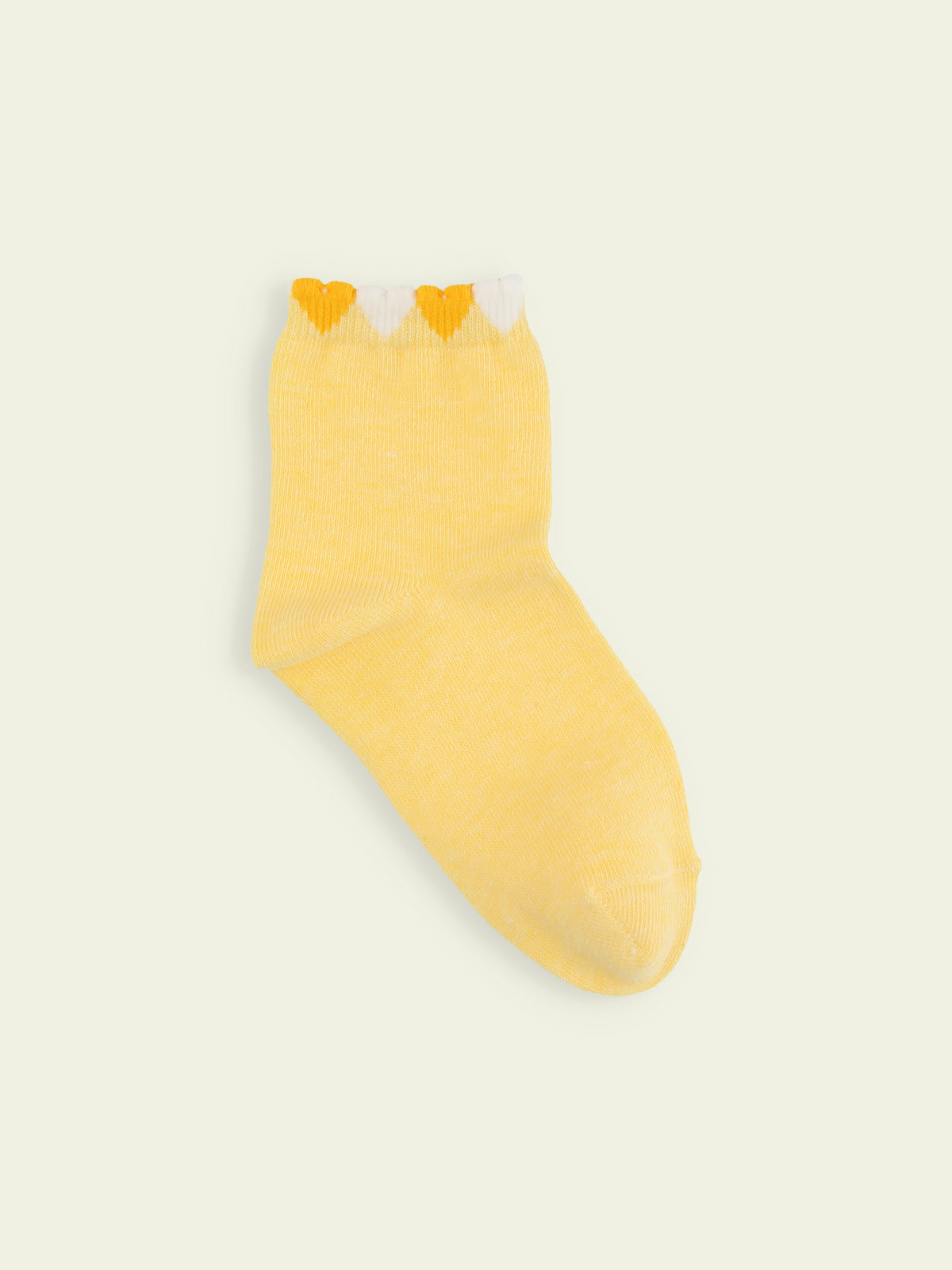 【3足1,485円】キッズ 履き口たっぷりハートショートソックス / 13-15cm - クリーム