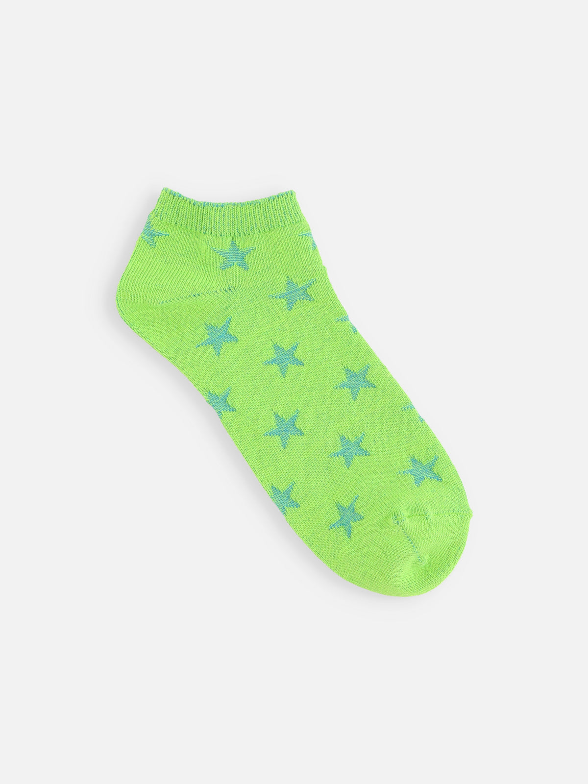 【ジュニアサイズ】 星柄リンクススニーカー丈ソックス / 22-24cm - ライムグリーン