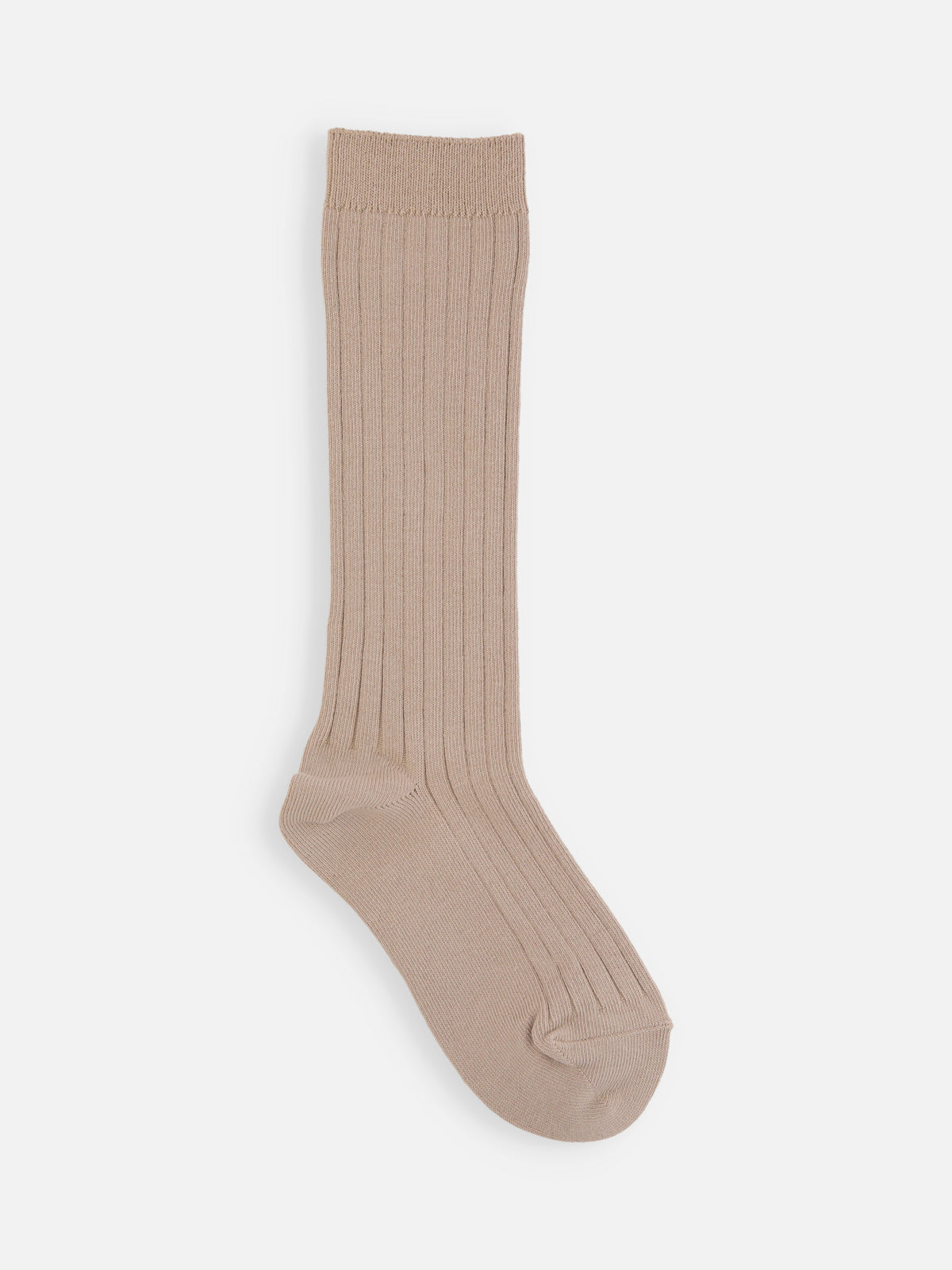 【キッズ】 表糸綿100％で毛玉が出来にくいリブハイソックス / 19-21cm - ダルベージュ