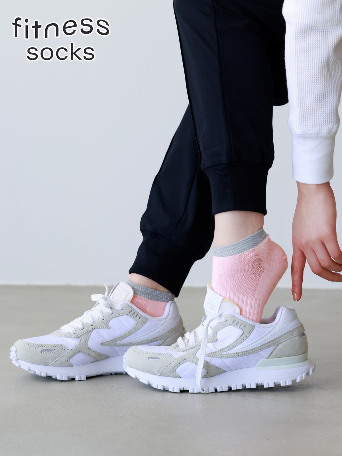 【快脚Labo】フィットネス/トップラメスニーカー丈ソックス