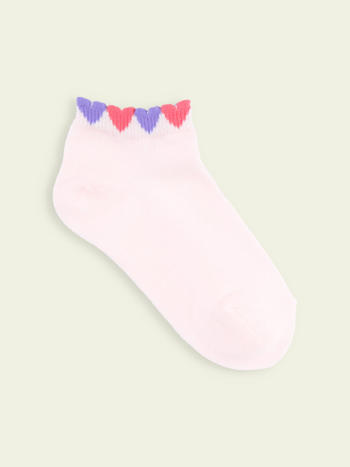 【3足1,485円】キッズ ゴム口たっぷりハートスニーカー丈ソックス / 13-15cm - ピンク