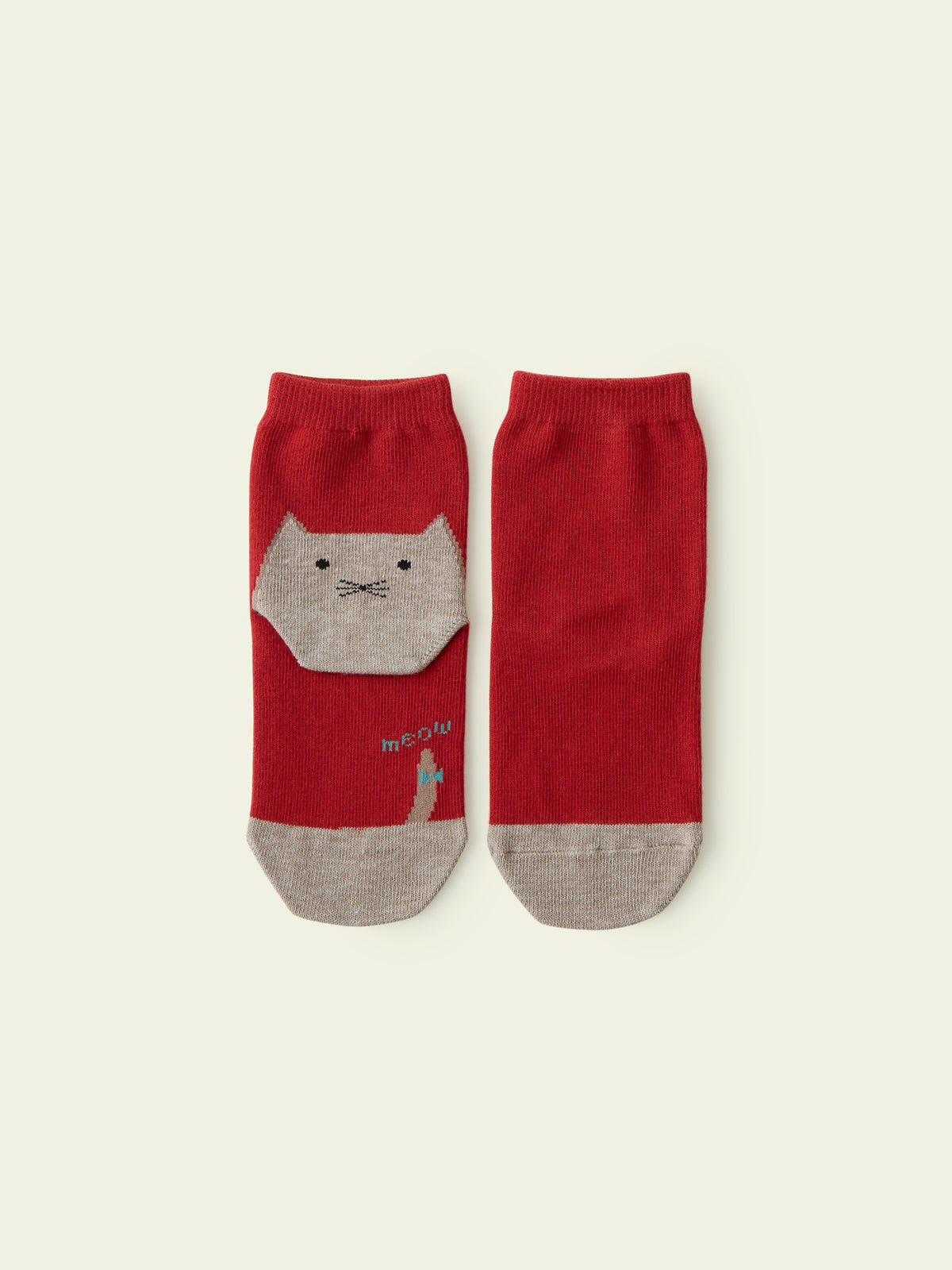 【3足1,485円】キッズ かかとねこソックス / 19-21cm - アカ