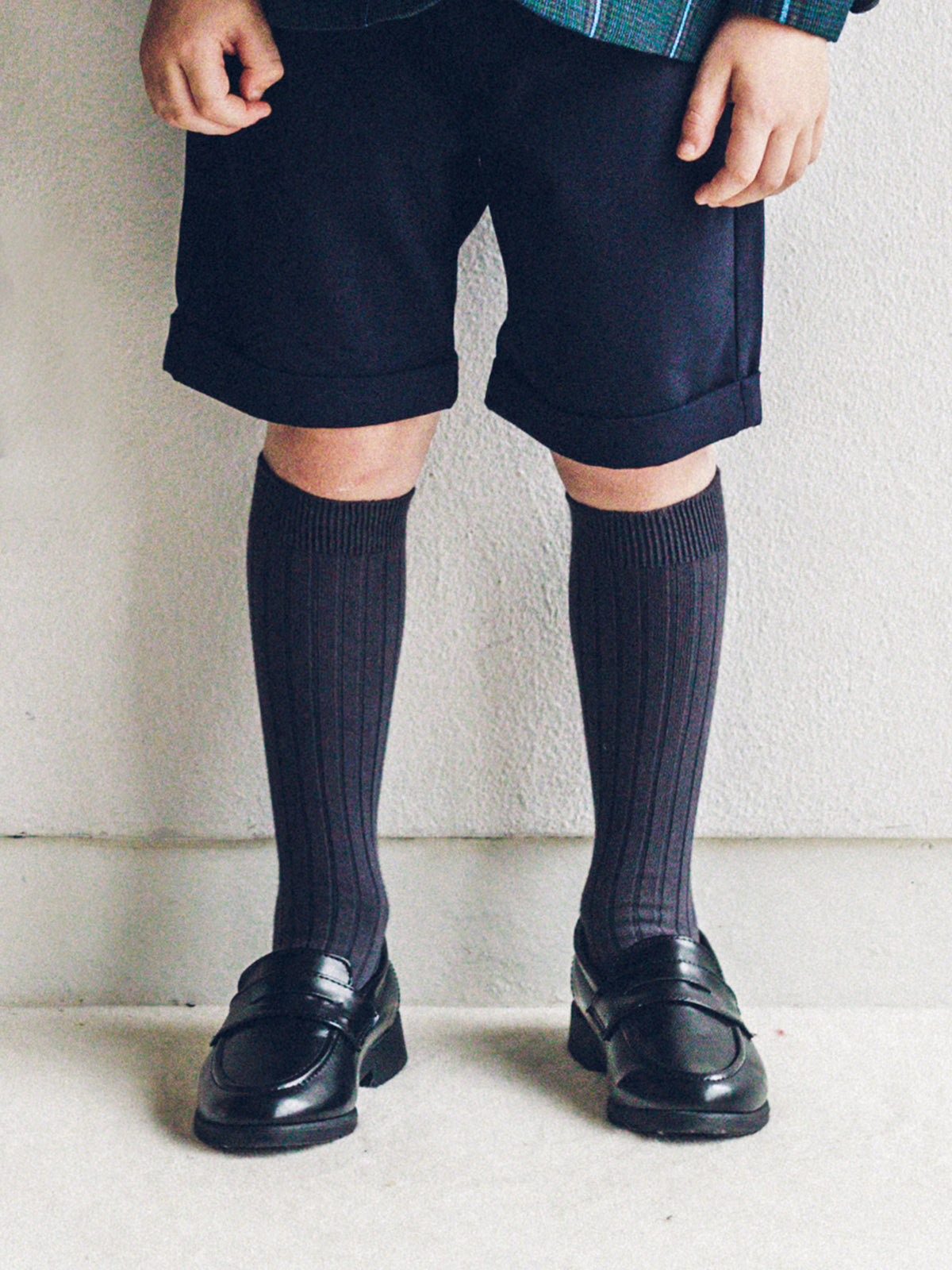 【キッズ】コットンリブハイソックス / 16-18cm - ネイビー