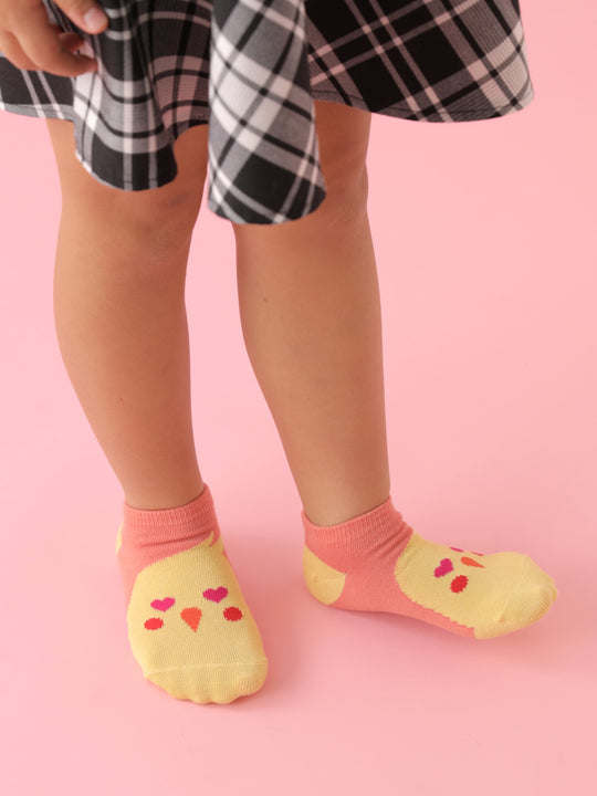 【3足1,485円】キッズ ハートの動物いろいろスニーカー丈ソックス / 16-18cm