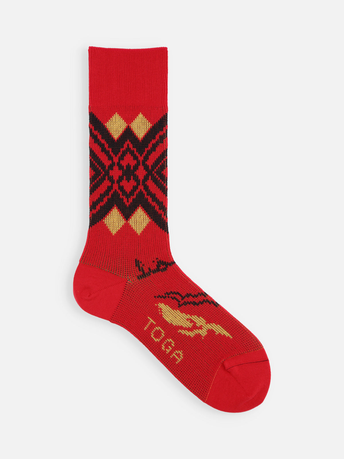 TOGA Jacquard socks（25.0～27.0cm） - アカ