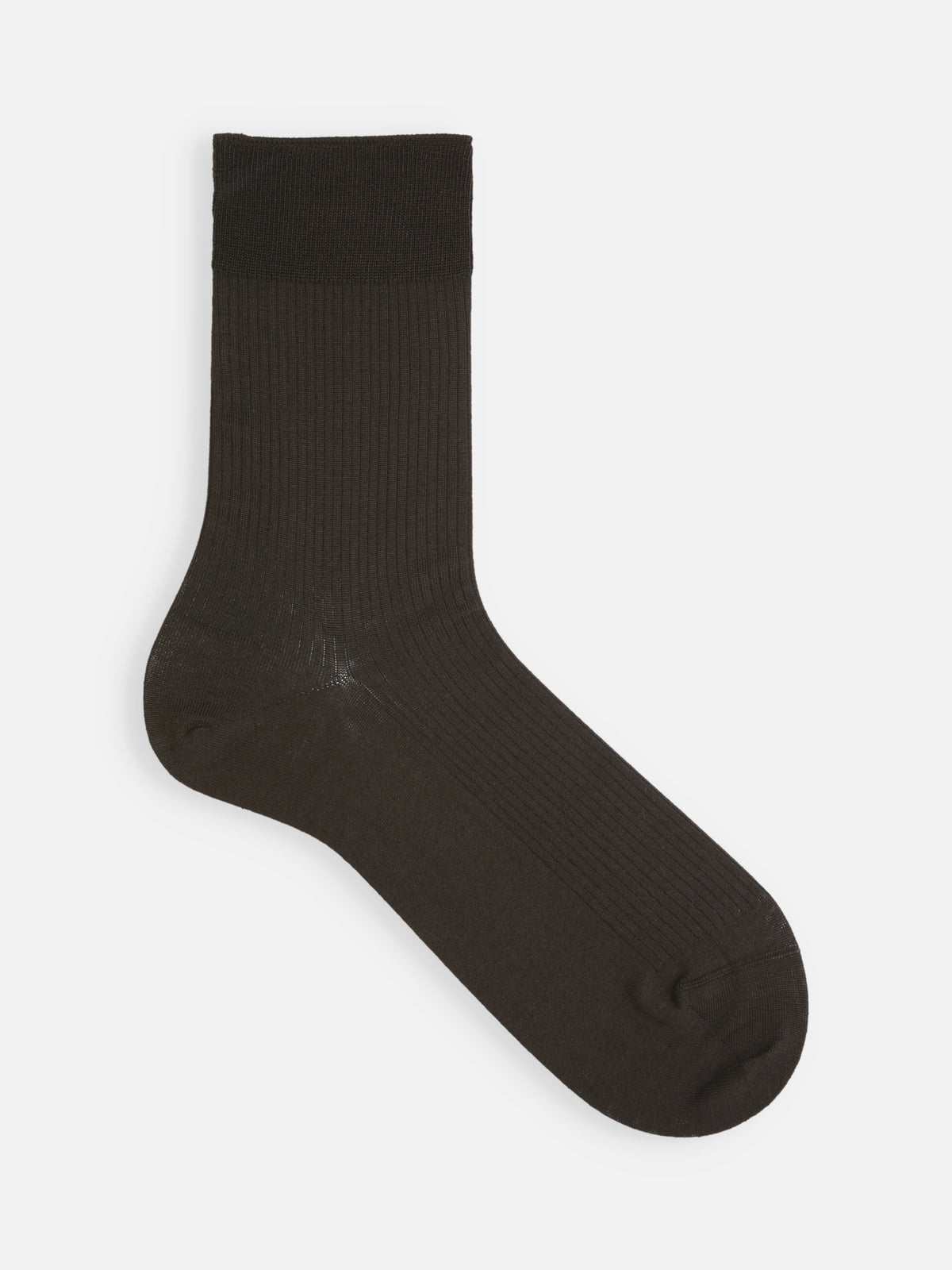 【Tabio MEN】綿履き口ゆったり3×1リブショートソックス(27.0～29.0cm) - モカチャ